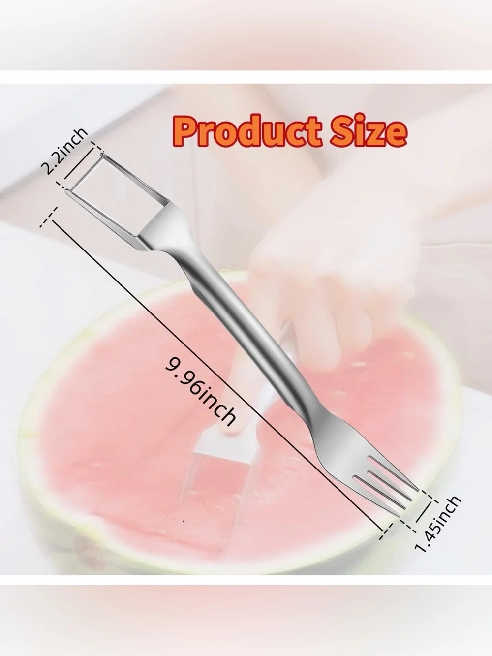 2-in-1 Stainless Steel Fruit Cutter Watermelon Cutter Fork